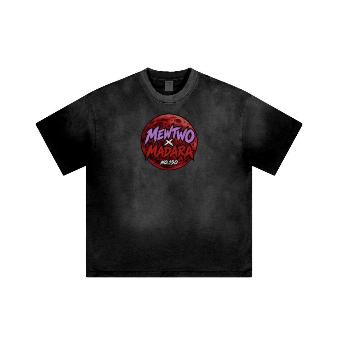 250GSM Men's Distressed Raw-Edge Vintage-Wash Boxy T-Shirt  Black