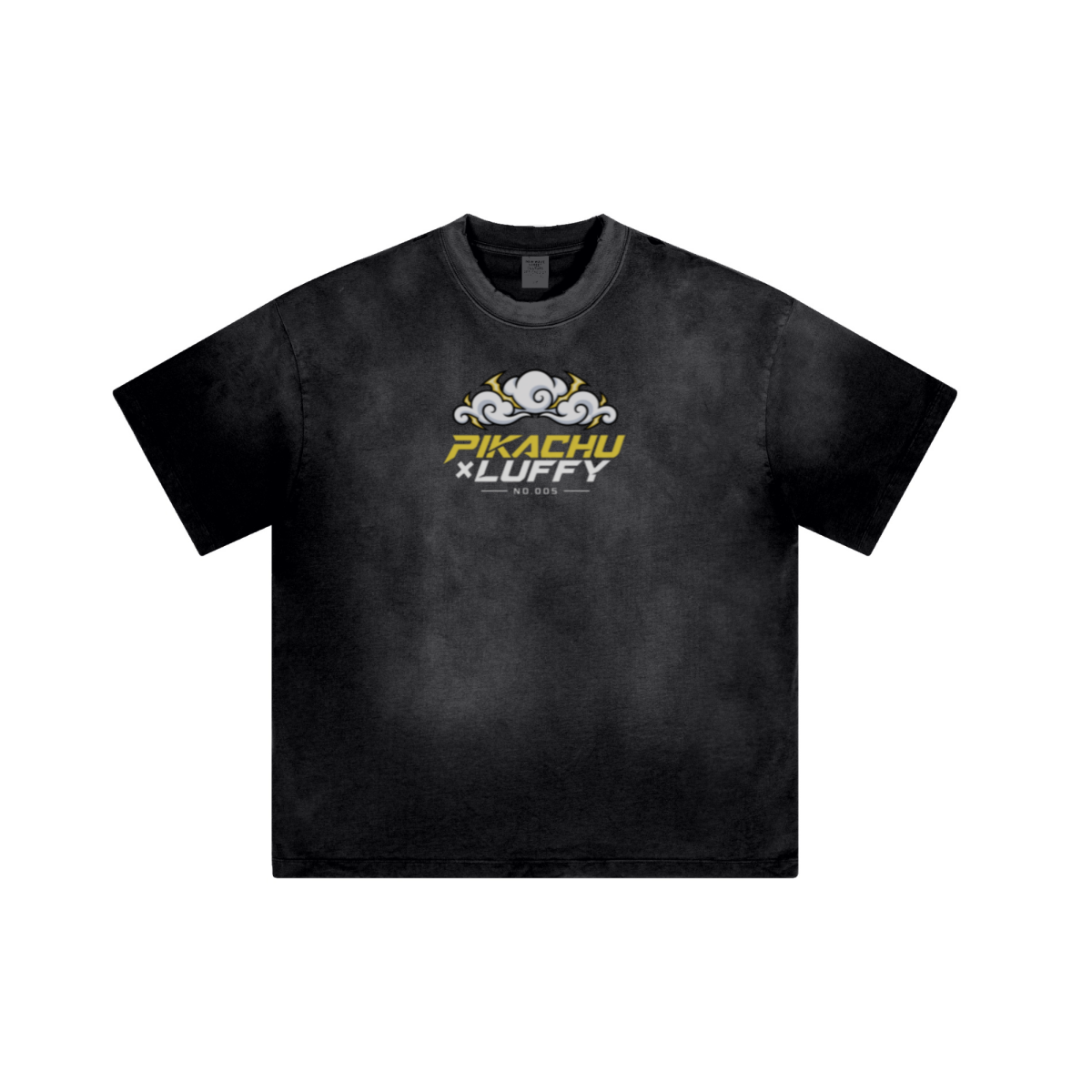 250GSM Men's Distressed Raw-Edge Vintage-Wash Boxy T-Shirt  Black