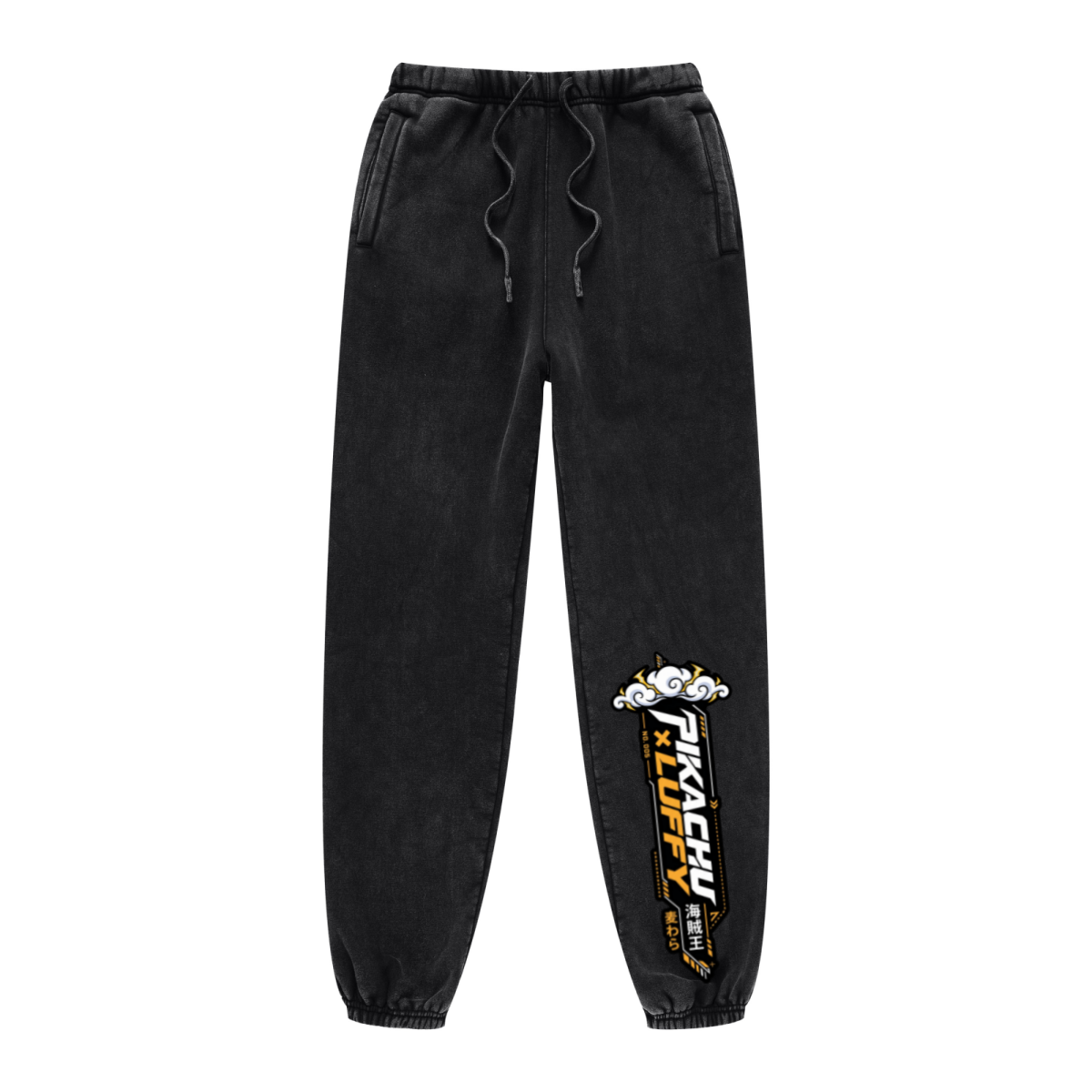 400GSM Unisex Heavyweight Snow-Wash Fleece Jogger Pants Black