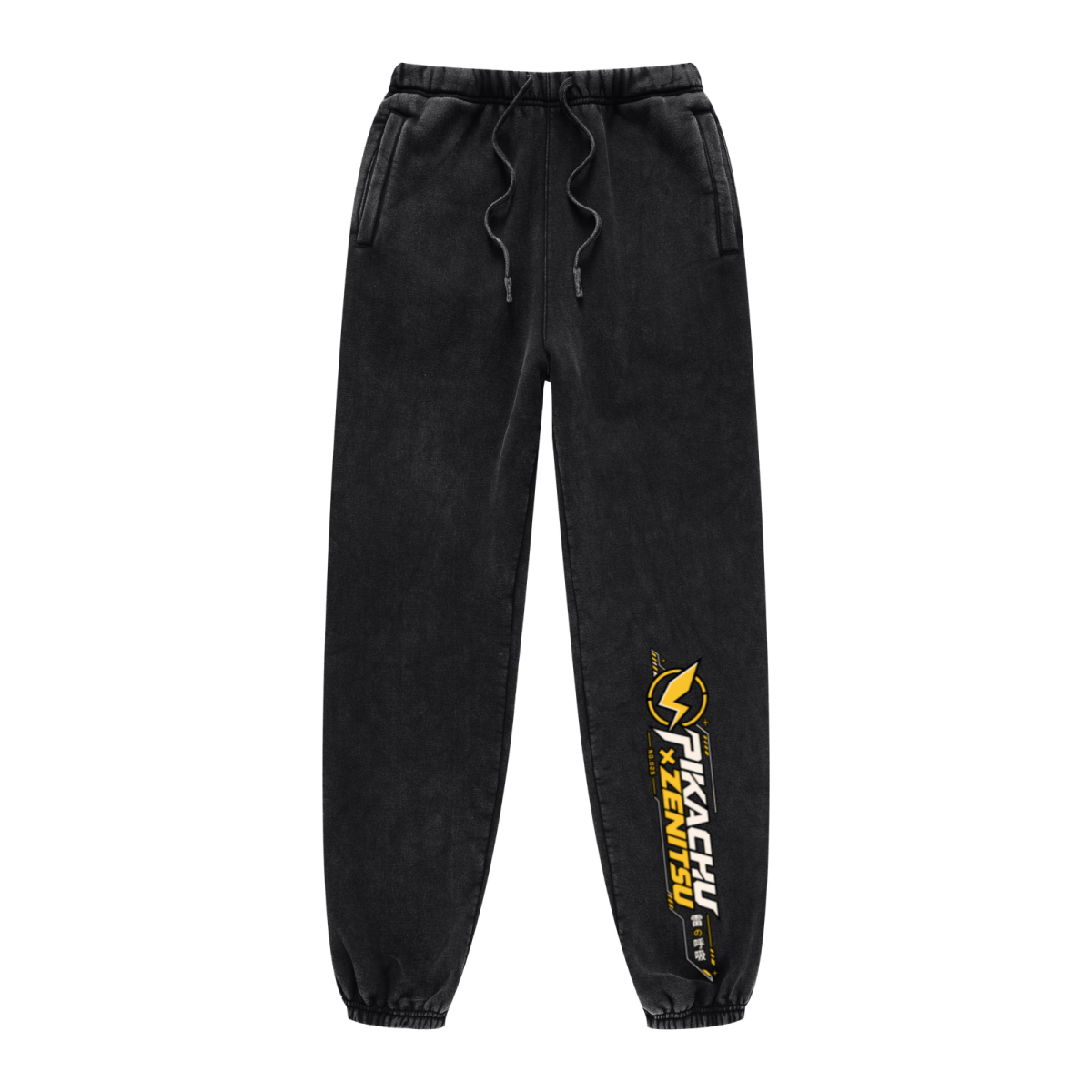 400GSM Unisex Heavyweight Snow-Wash Fleece Jogger Pants Black